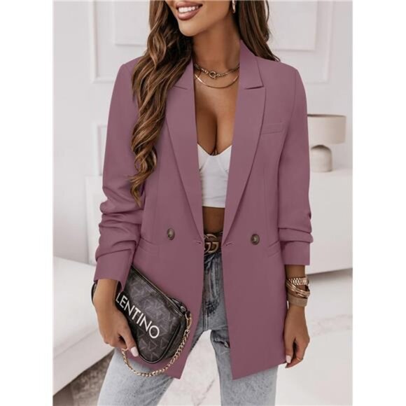 Women Casual Blazer Jacket Fashion Purple - Picture 4 of 5